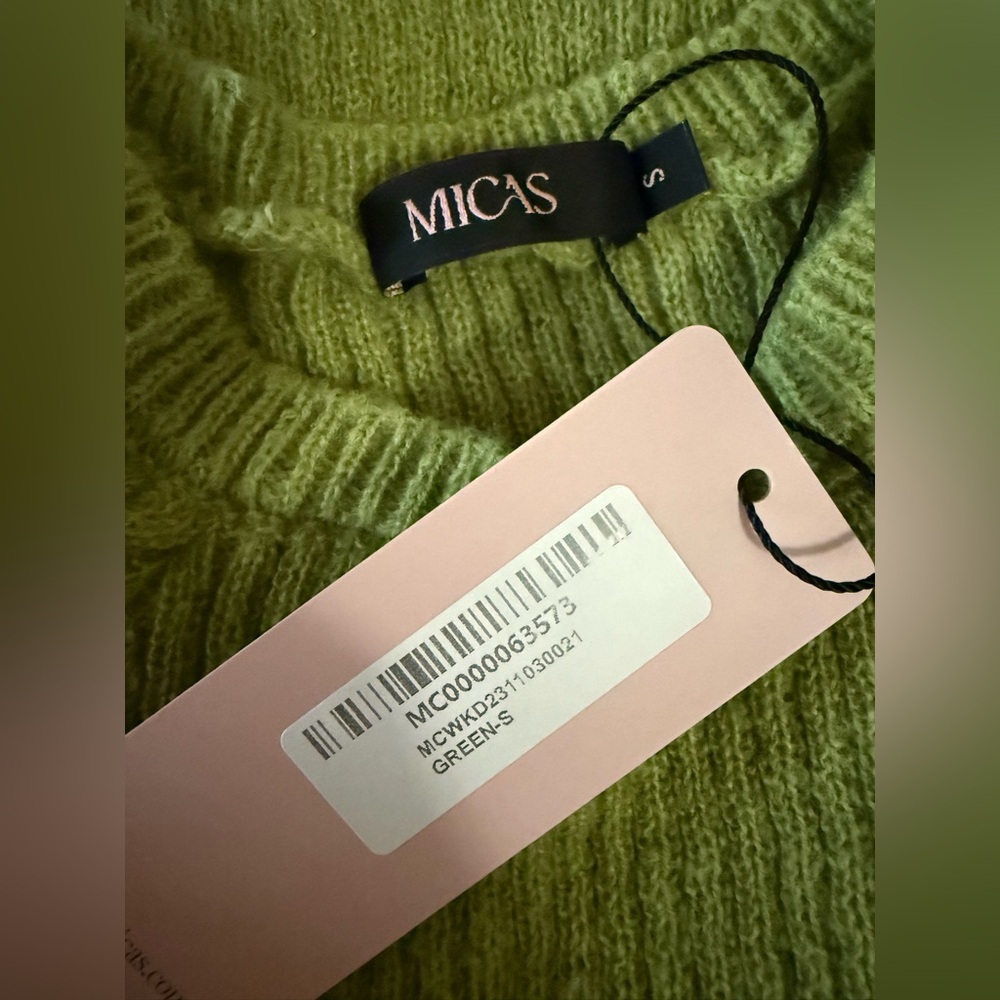 MICAS - Solid Crew Neck Rib Knit Long Sleeve Maxi Dress - Picture 4 of 6